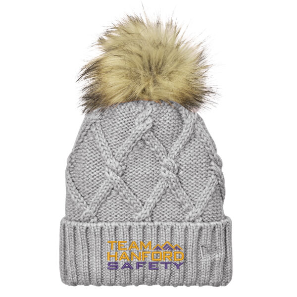 THS embroidered  - Faux Fur Pom Beanie Thumbnail